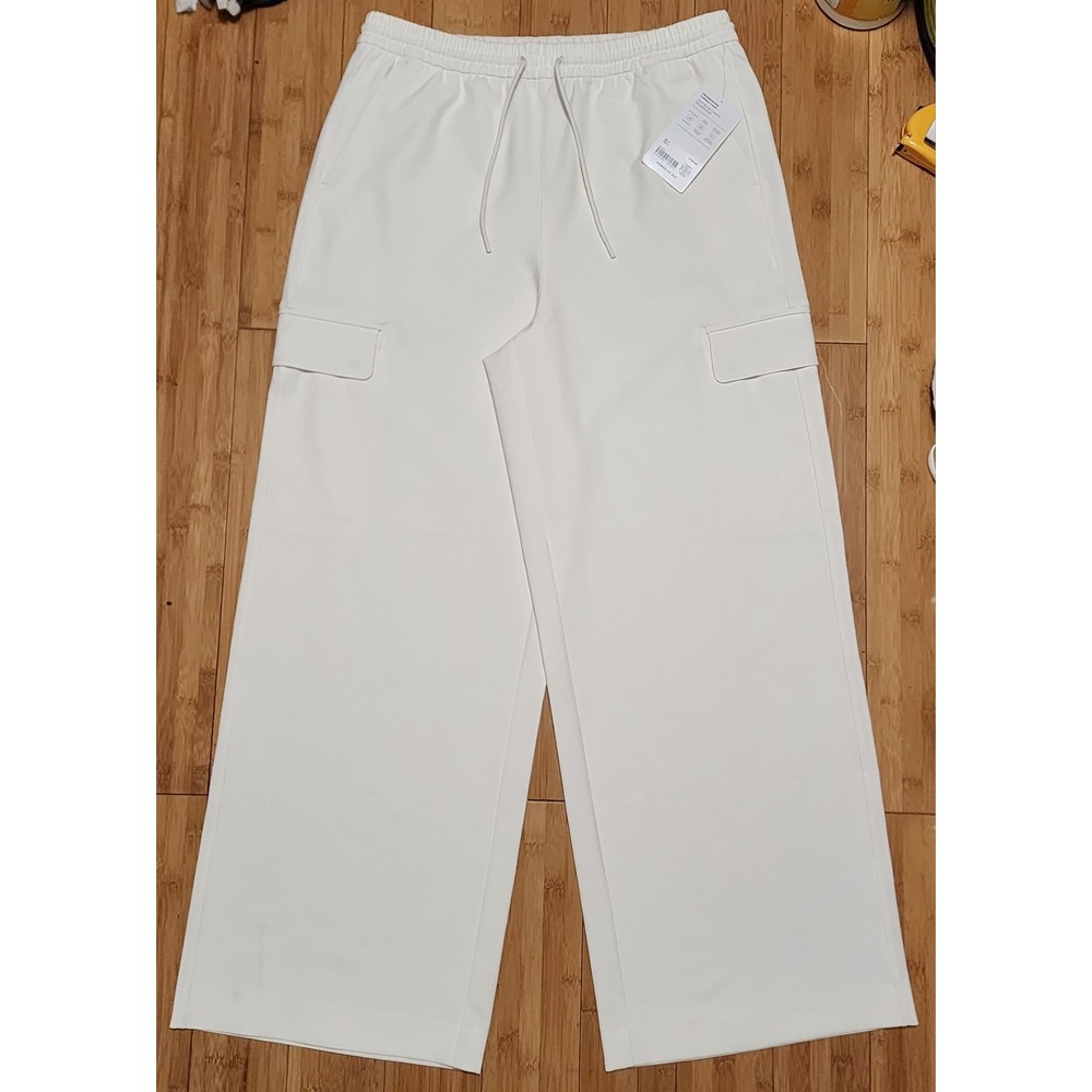 Athleta Promenade Cargo Pants Ivory Wide Leg Trousers Women's M 5487-0022